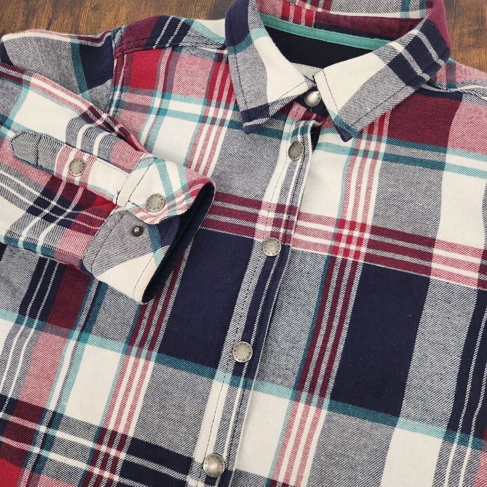 ORVIS Pinnacle Red White Blue Plaid Flannel Fleece Lined‎ Shirt Shacket Medium